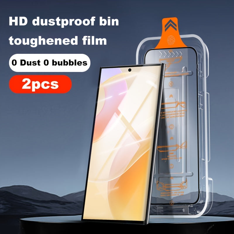 2 Pieces Tempered Film With Instant Stick Box, Suitable For Samsung Galaxy S23 Plus Screen Protector Film With Dust-free Compartment Instant Stick Box Tempered Film To Protect The Full Screen Of The Phone For Samsung Galaxy S