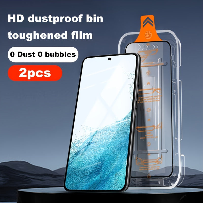 2 Pieces Tempered Film With Instant Stick Box, Suitable For Samsung Galaxy S23 Plus Screen Protector Film With Dust-free Compartment Instant Stick Box Tempered Film To Protect The Full Screen Of The Phone For Samsung Galaxy S